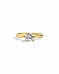 Sami Jewels Round Solitaire Engagement Ring Shopping for Women, 925 Sterling Silver Plated in 14k Gold, Sizes 4-12, Bridal or Engagement Ring, Hypoallergenic and Nickel-free, Ideal for Everyday Wear, Rings for Women