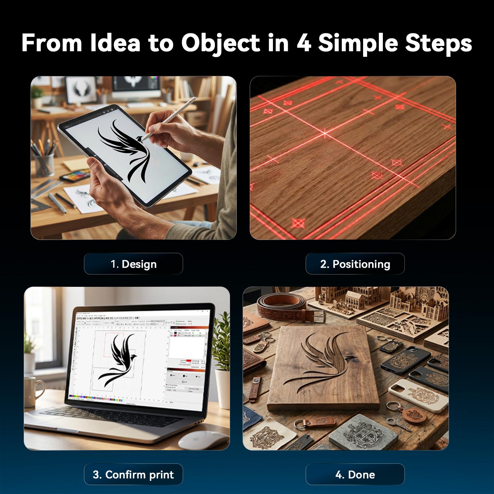 ARTILUME T1 Laser Engraver, Portable & Foldable Laser Engraver and Cutter Machine, 0.01mm Precision, Large Working Area 150×200mm for Wood, Leather, Acrylic, Ideal for Beginners & Small Businesses