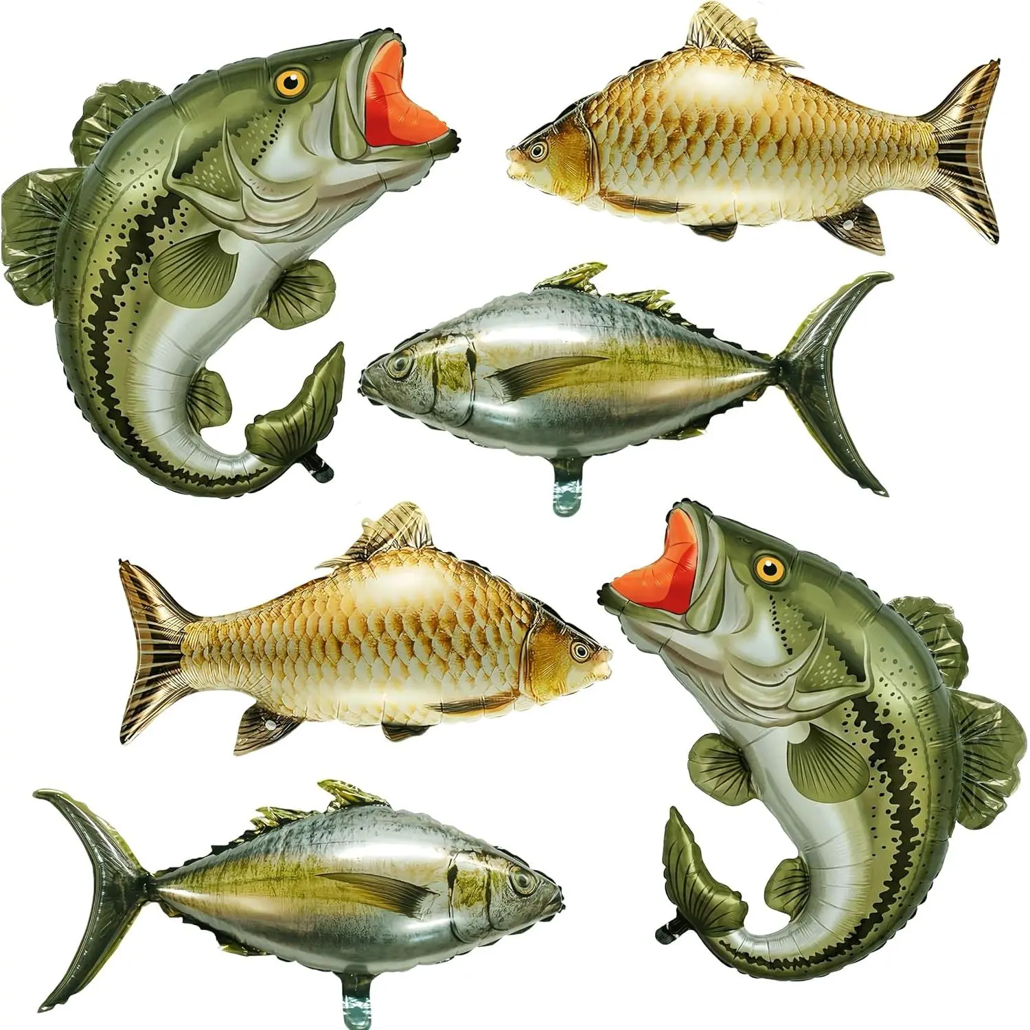 6 Pcs Sea bass carp Fish Balloons Fishing Balloons Ofishally One Birthday Fishing Party Decoration Gone Fisherman Theme Birthday Decor Fish Themed Party Let’s Go Fishing Party Fishman Baby Shower