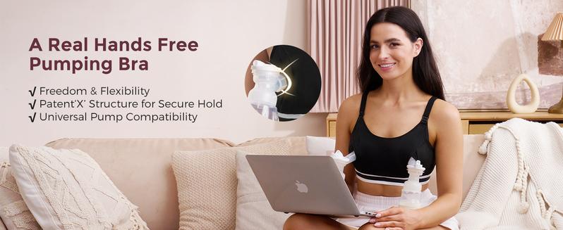 Momcozy Pumping Bra Hands Free, HF049 Upgraded Breast Pump Bra with Widened Band, Pumping Nursing Bra in One, Adjustable Straps Momcozy Pumping Bra Hands Free, HF049 Upgraded Breast Pump Bra with Widened Band, Pumping Nursing Bra in One, Adjustable Straps