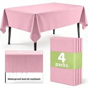4-6 Pack Disposable Party Tablecloth, Waterproof Plastic Table Covers for Birthday Party, Picnic, Holiday & Family Gathering