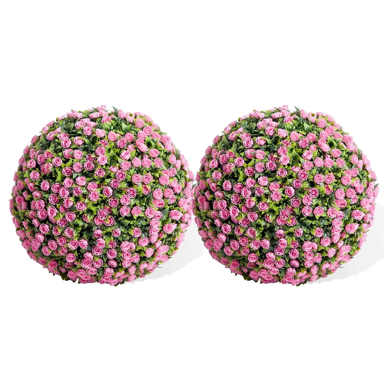 Artificial Outdoor Flowers 2-Piece PE Fade-Proof Floral Topiary Balls - Washable Outdoor Artificial Plants, Showroom & Home Decor Hanging Ornaments, Decoration