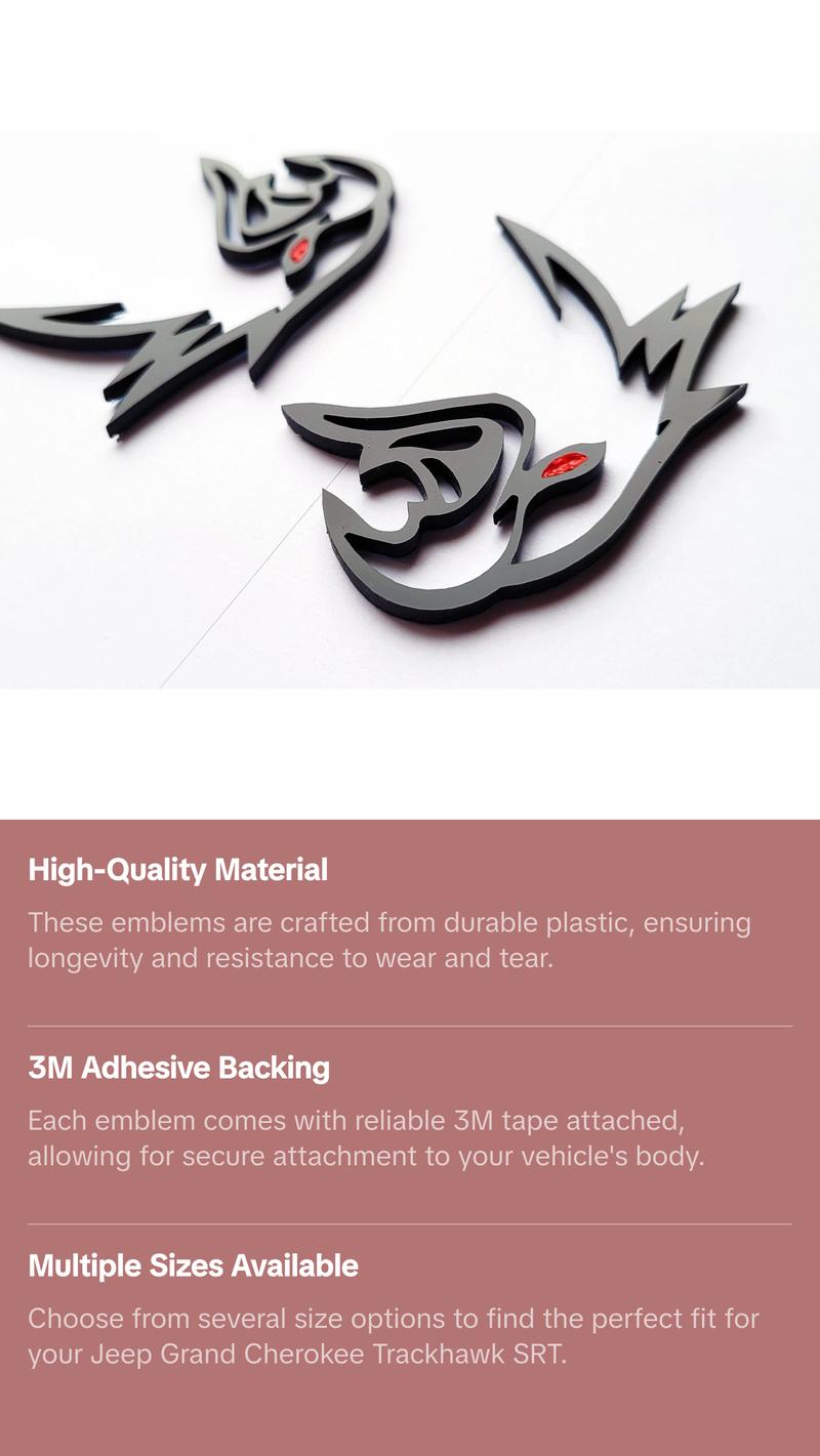 2x Hawk Bird Hellhawk Emblem Logo for Jeep Grand Cherokee Trackhawk SRT