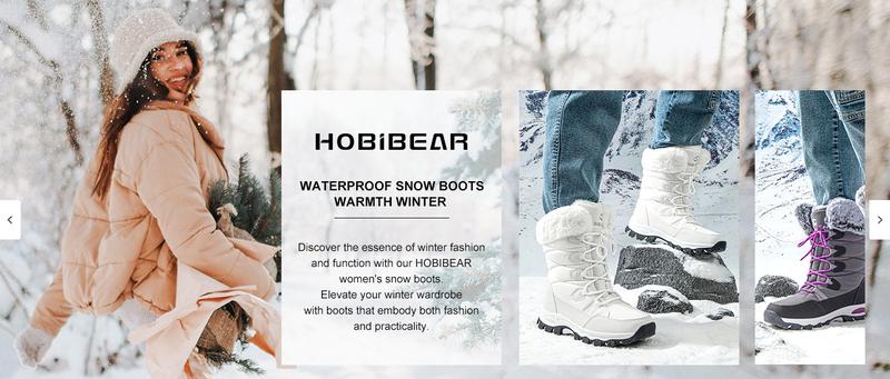 Hobibear Women's Snow Boots: Anti-Slip, Waterproof, Fur-Lined for Winter Comfort. Footwear Girl Walking Shoes Shoe Bedroom Tactical Grey Ii Dance