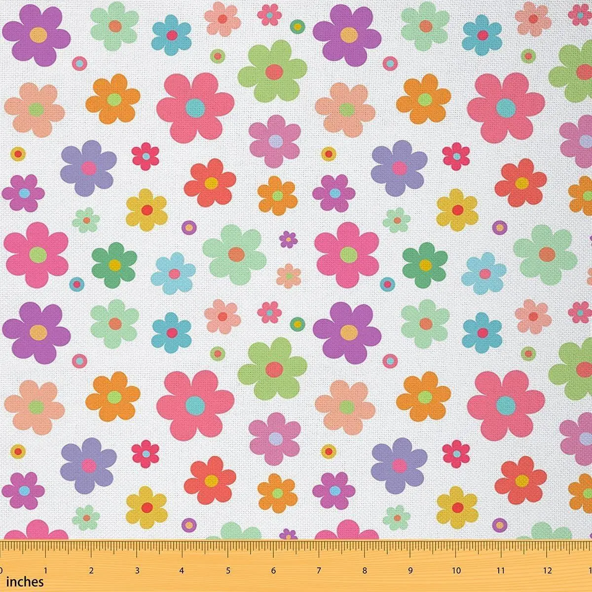 Feelyou Colorful Daisy Floral Print Polyester Flannel Fabric by The Yard, Waterproof Upholstery Fabric for Sewing Crafts, Soft Botanical Natural Theme for Home Indoor-Outdoor Room Decor DIY Projects,sohochic
