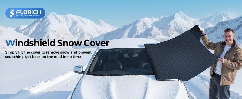 Black Friday Deal-FLORICH Car Windshield Cover Snow & Sun Protector - Foldable Anti-Frost & UV Guard with Side Mirror Covers for Quick Setup Universal Fit for Car Truck SUV Van MPV windshield cover car cover for snow sunshade anti-snow