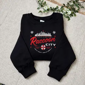 Raccoon City Resident Evil Embroidered Sweatshirt,  Leon Kennedy Shirt, Horror Game Merch, Gamer Gift
