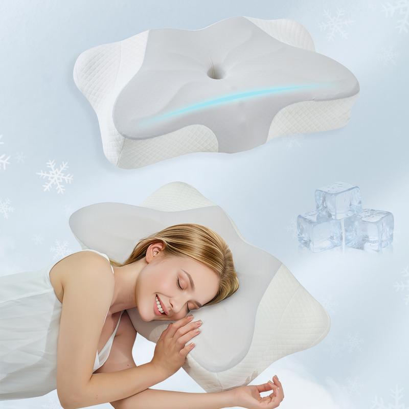 VIZIM Memory Foam Infinity Pillow Cervical Neck Support for Side Back Sleepers with Washable Cooling Cover Orthopedic Bed Pillow for Pain Relief Ergonomic Design