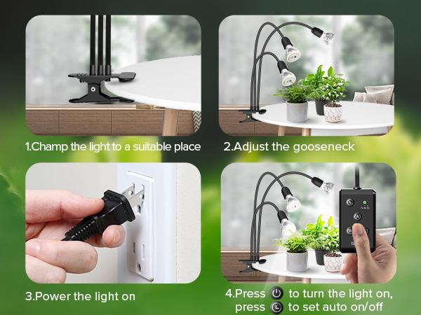 SANSI LED Grow Lights for Indoor Plants, 450W Full Spectrum 3-Head Gooseneck Grow Lamp with Ceramic Tech., 30W Power Clip-on High PPFD Plant Light with Optical Lens, Lifetime Free Bulb Replacement