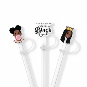 "Black Girl Joy" - Straw Topper Set of 3