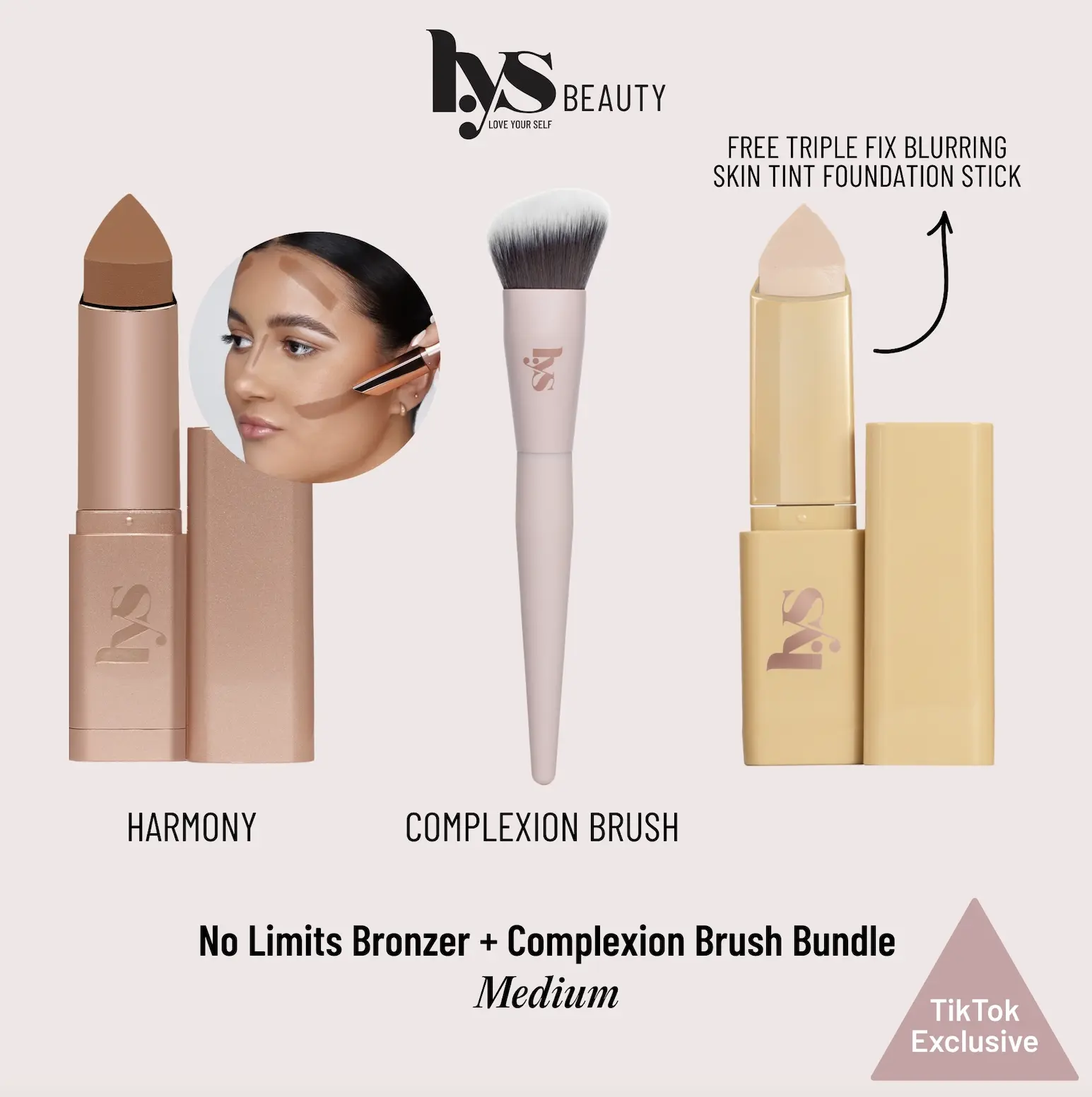 LYS Beauty Bronzer/Contour Stick Complexion Brush Bundle