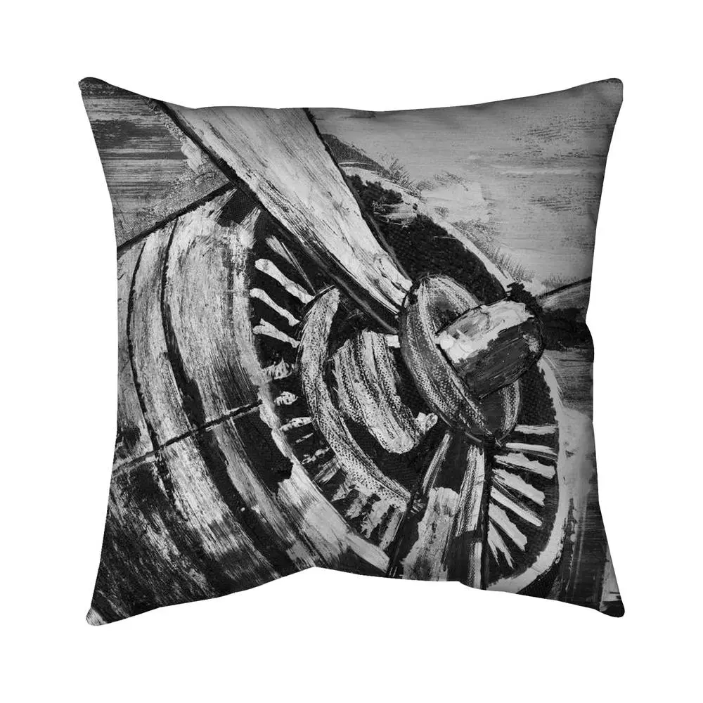 360 stand Vintage Aviation History Airplane Propeller Pillow - 16x16 in, Polyester Fill, Home Accents, Industrial Home Decor, Vintage Design, Aviation-Themed Standard Pillows, Decorative Standard Pillows