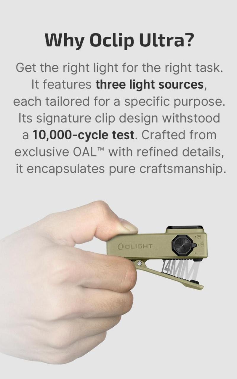 OLIGHT Oclip Ultra Clip-On EDC Light with Flood, Spot, and UV Modes