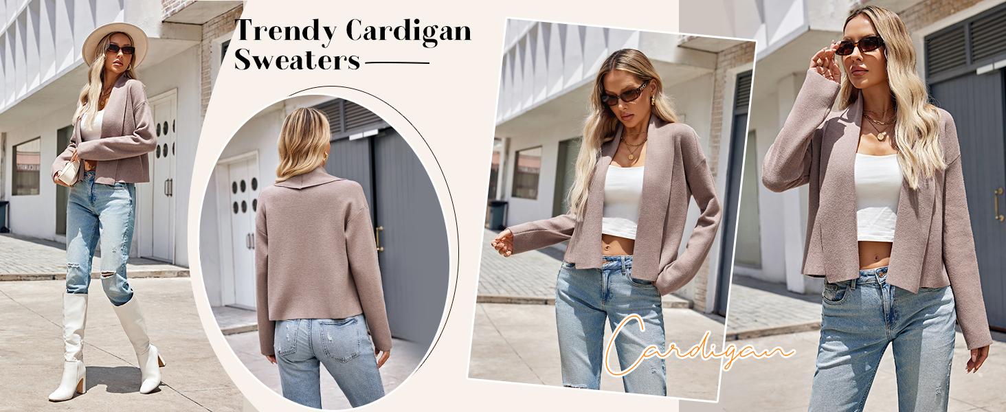 Ommig Women's Cropped Cardigan Open Front Shawl 2026 Spring Trendy Long Sleeve Sweater Jacket Soft Knitwear Basic Tops Knitting