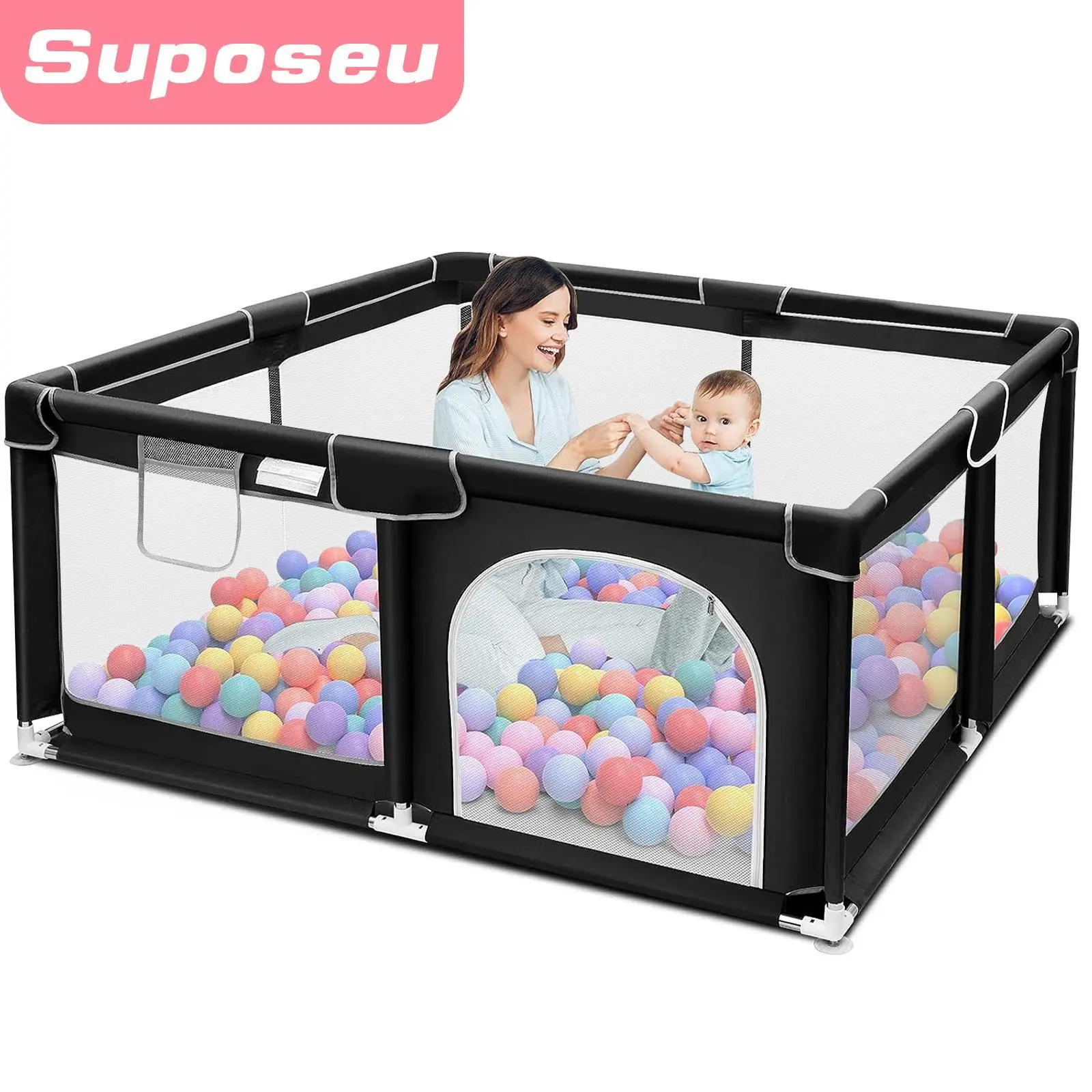 Baby Playpen, Indoor&Outdoor Playard, Play Pens for Kid Activity Center, Sturdy Safety Baby Fence with Breathable Mesh for Toddler playpen,backtoschool, glowup