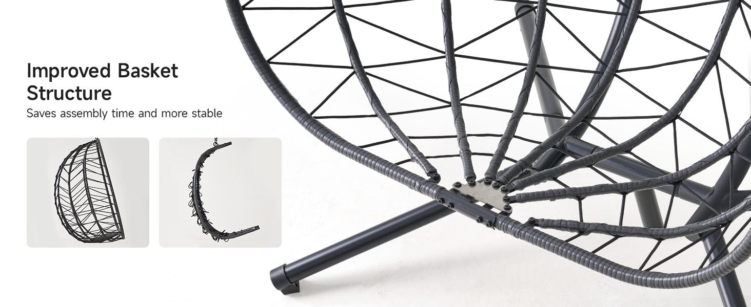 【SPOTLIGHT DAY】ONBRILL Double Egg Chair with Stand, Indoor Outdoor 2 Person Hammock Swing Chair with Cushions & Headrest, 650 LBS Capacity Hanging Loveseat for Patio, Bedroom, Garden, Balcony