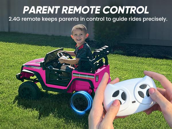 Hikiddo Kids Ride on Truck Car, 12V Ride on Toy Electric Cars for Kids w/ Remote, Bluetooth