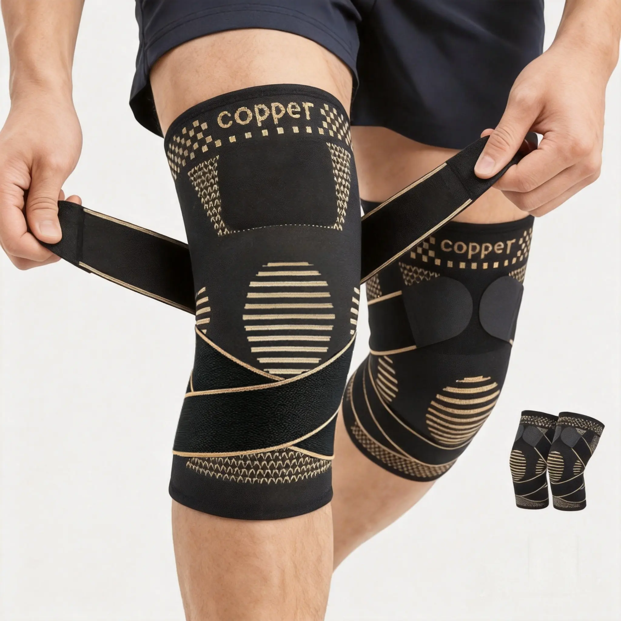UGEM copper knee brace Durable modern Design Knee Wrap   Compression Sleeve for Women & Men. Relieves Arthritis, ACL, Meniscus & Joint Pain. Perfect Knee Support for Working, Running & Weightlifting. 
