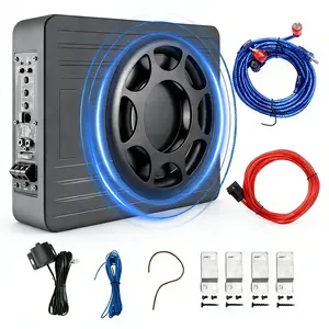 10 Inch 1000W Car Subwoofer,Slim Under Seat Car Subwoofer Powered, RCA/High Level Input, Bass Boost Control, Phase Switch, Car/Truck Car Audio Subwoofer Sub Built in Amplifier, Car Accessories