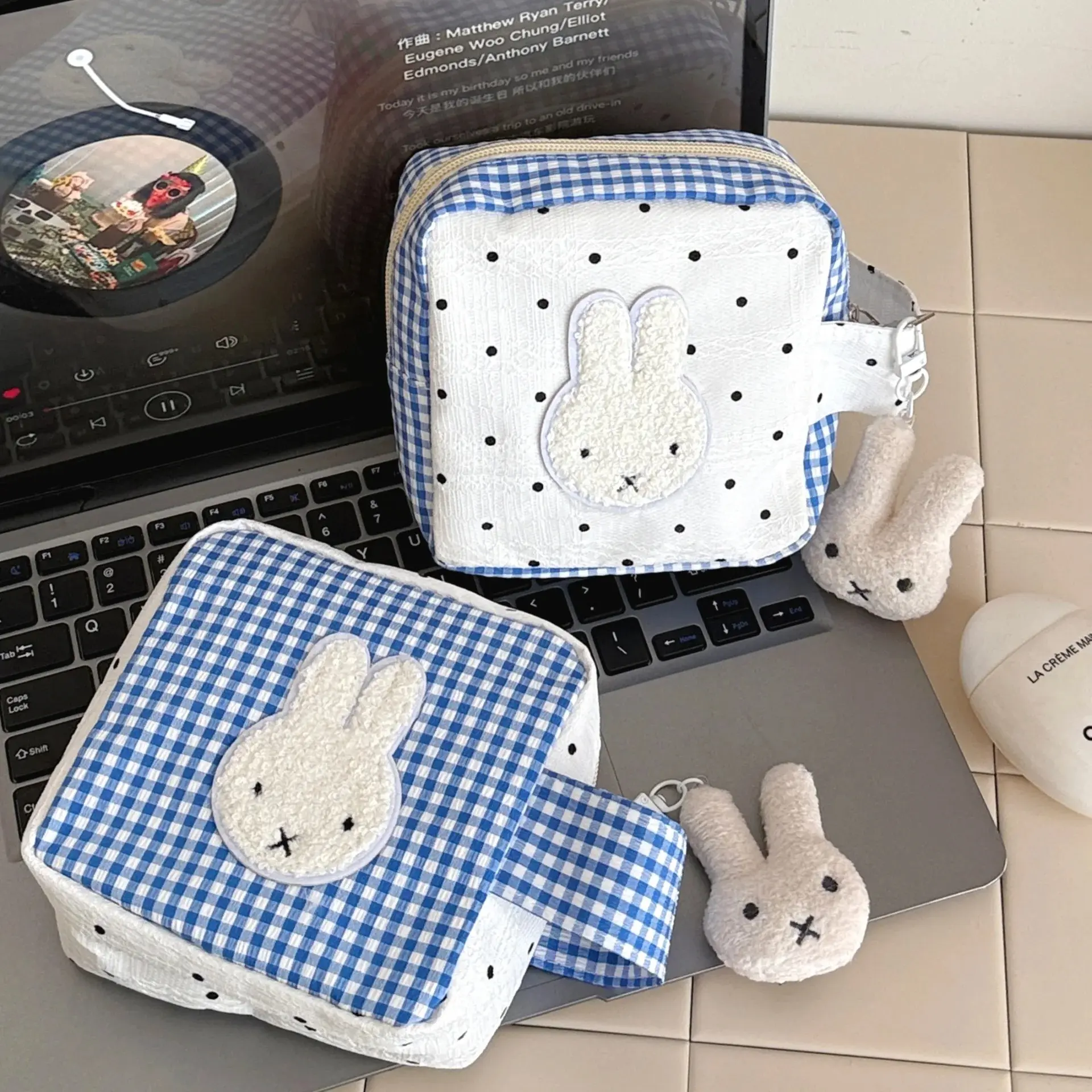 Cute Miffy Rabbit Menstrual Bag Portable Compact Makeup Bag Travel Outing Small Storage Bag Miscellaneous Bag