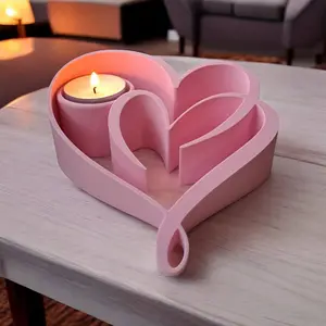Two Hearts, One Glow Tea Light Holder Valentines Day Candle Gift Wedding Decor