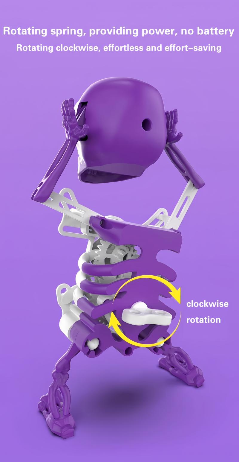 Wind-Up Dancing 3D Skeleton Toy | Poseable Plastic Doll with Movable Limbs | Battery-Free Fidget Toy for Stress Relief