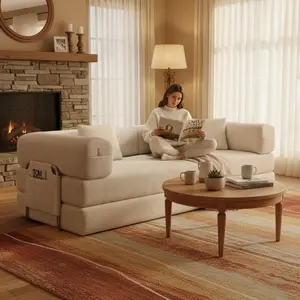 Eyisean 78.7" Corduroy Convertible Modular Sleeper Sofa, 5-in-1 Boneless Futon Sofa Bed with 2 Pillows, Removable Parts Design, No Assembly Required, Modern Lazy Folding Couch for Living Room, Apartment, Bedroom, Small Space