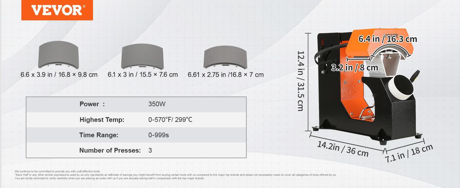 VEVOR 3-in-1 Auto Hat Heat Press with 3pcs Interchangeable Platens(6.6" x 2.7", TikTokShopBlackFriday, 6.6" x 3.8", 6.1" x 3"), Automatic Release&Press Knob-Style Digital Control Panel, Heat Transfer Printing for Caps