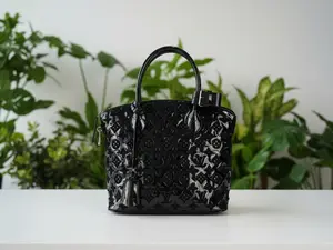Pre-owned Louis Vuitton Leather Shoulder Bags Black Monogram Patent Fascination Lockit Bag Limited
