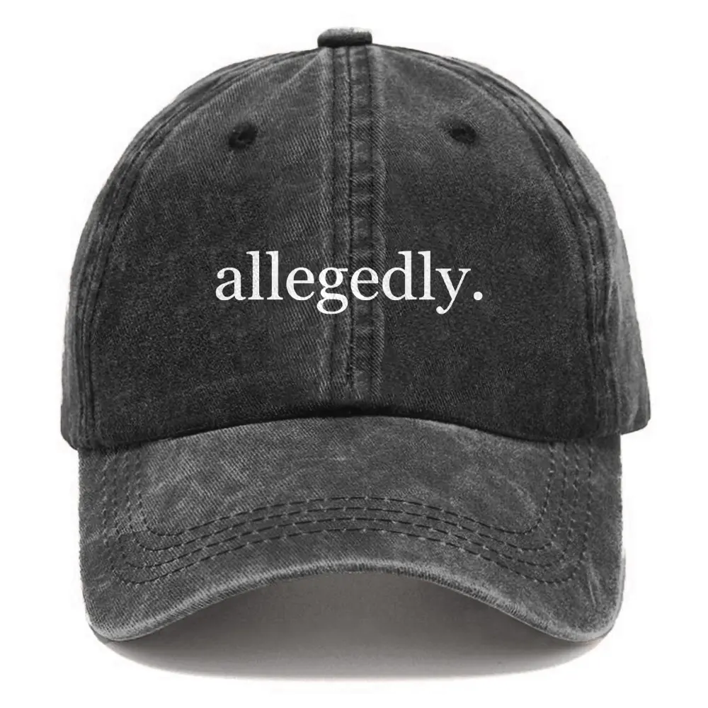 Washed Baseball Cap Allegedly Letter Print Hat Retro Adjustable Dad Hats Gift for Men/Women, Unstructured/Cotton