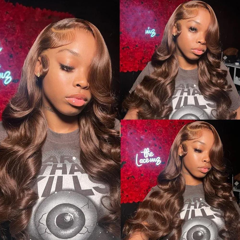 Bling Hair Chocolate Brown Lace Front Wig Human Hair Body Wave 13x6 HD Lace Front Wigs Pre Plucked 4# Colored Brown Wig Human Hair Wigs For Women SpringStatements