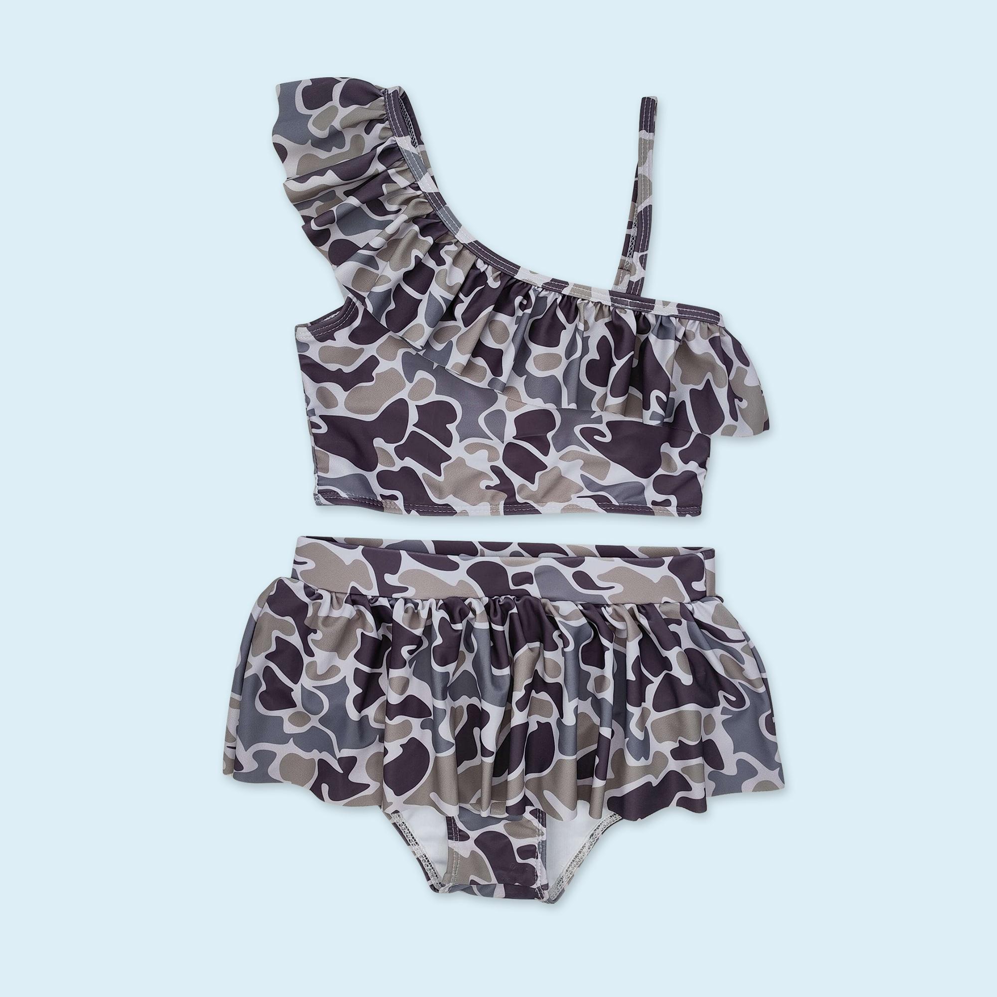 Camo print kids boy family summer swim trunks family swimwear two pieces bikini set soft breathable swimsuit