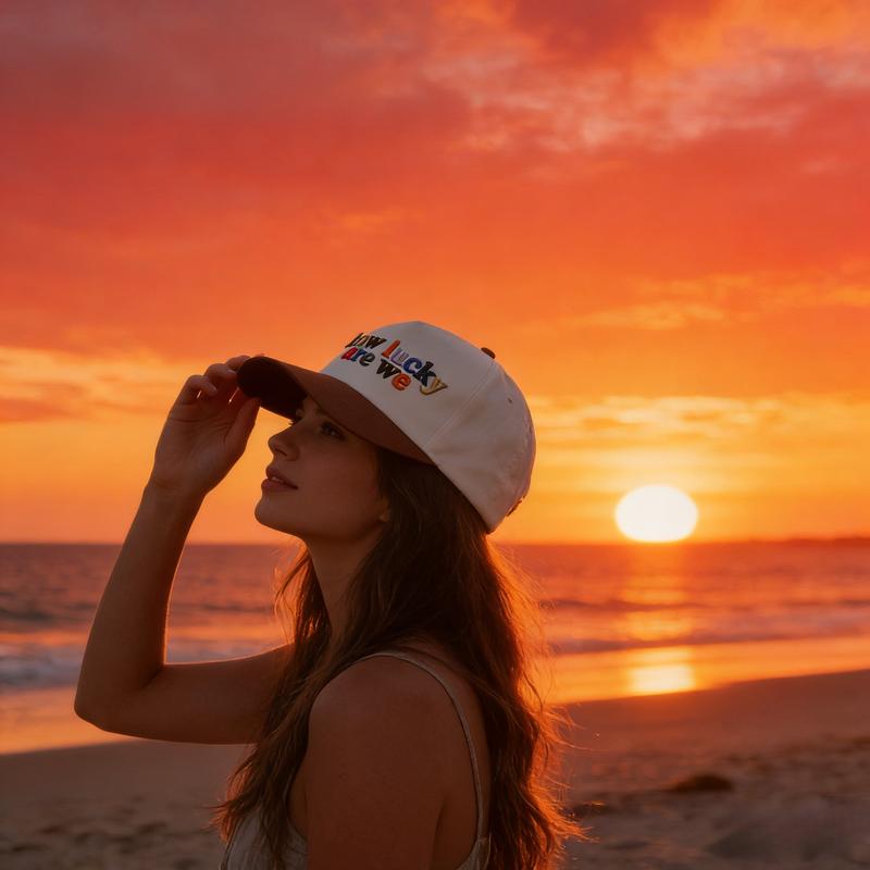 How Lucky Are We Embroidered Baseball Cap｜Vintage Trucker Hat for Men Women｜Adjustable Snapback Streetwear Hat