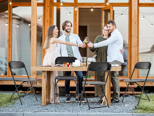 4/6/10 Pack  Plastic Folding Chair, Indoor Outdoor Portable Stackable Commercial Seat with Steel Frame 330lb Capacity for Events Office Wedding Party Picnic Kitchen Dining