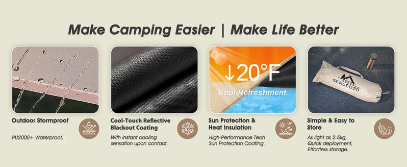 SENLEETO Luxury 129 sq ft Inflatable Camping Tent for 8-10 People Waterproof Blow-Up House with Rainfly Insulated Tents