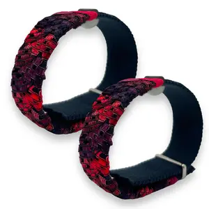 Nausea & Motion Sickness Support Bands - Red/Burgundy/Black Designer Pair/Set of 2 - Adjustable