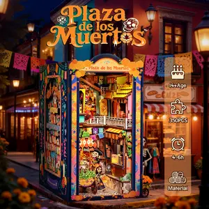CUTEBEE Plaza de Los Muertos LED Book Nook DIY 3D Wooden Puzzle Adult Handmade Gift【AF】