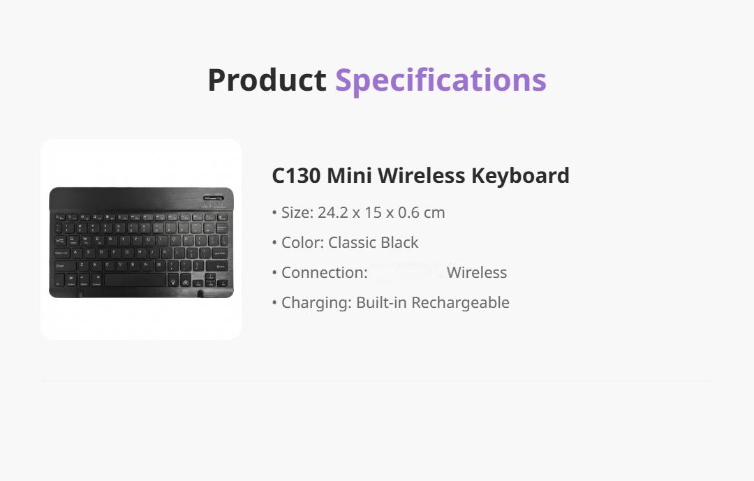 Ultra Light Wireless Bluetooth Keyboard - Slim Mini Universal Multi-Device Compatible Keypad, Rechargeable Quiet Lithium Ion Powered, Smooth Typing, Travel-Friendly for iPad, Windows, Android Devices, Ultra Light Wireless Keyboards
