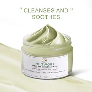 Mugwort Clay Mask, Mugwort Mask, 55g Clay Face Mask Skin Care, Mugwort Deep Moisturizing Pore Mask for Blackheads (1pcs)