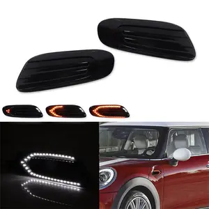 2PCS Smoked Len Switchback LED Front Side Marker Signal Lamp For MINI Cooper Pre-LCI F55 F56 F57 Replace OEM: 63137298345 63137298346, 63137298347, 63137298348, 63137368763 63139482820, 63137298351 63137298352
