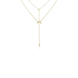 Dainty Layered Crescent Moon Necklace Set