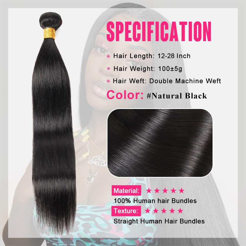 Body Wave Human Hair Quick Weave Bundles with 2x6 Closure 30inch Straight Sew In Hair Extensions Brazilian Hair Bundles 3 Bundles with 4x4 Closure