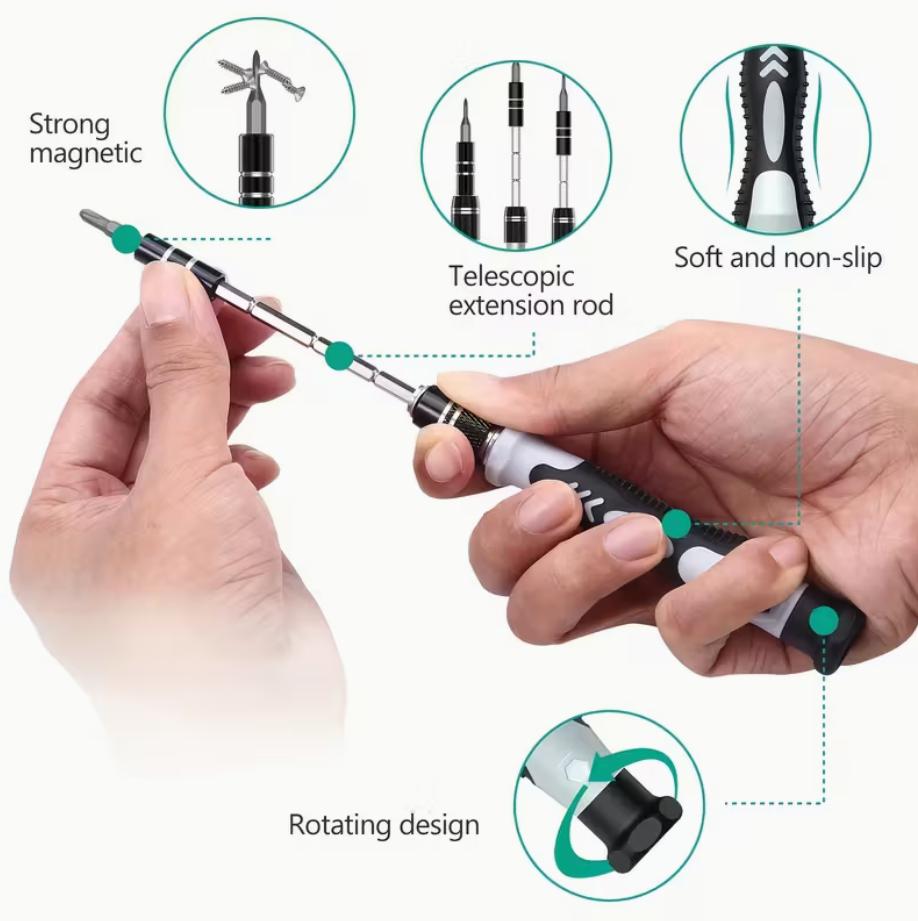 132 In 1 Precision Screwdriver Hardware Set, Magnetic Screwdriver Tool Set with 108pcs Bits, Multipurpose Screwdriver Tool Kit for Repairing Phone, Heavy Duty Industrial Tools, Precision Ratchet Screwdriver