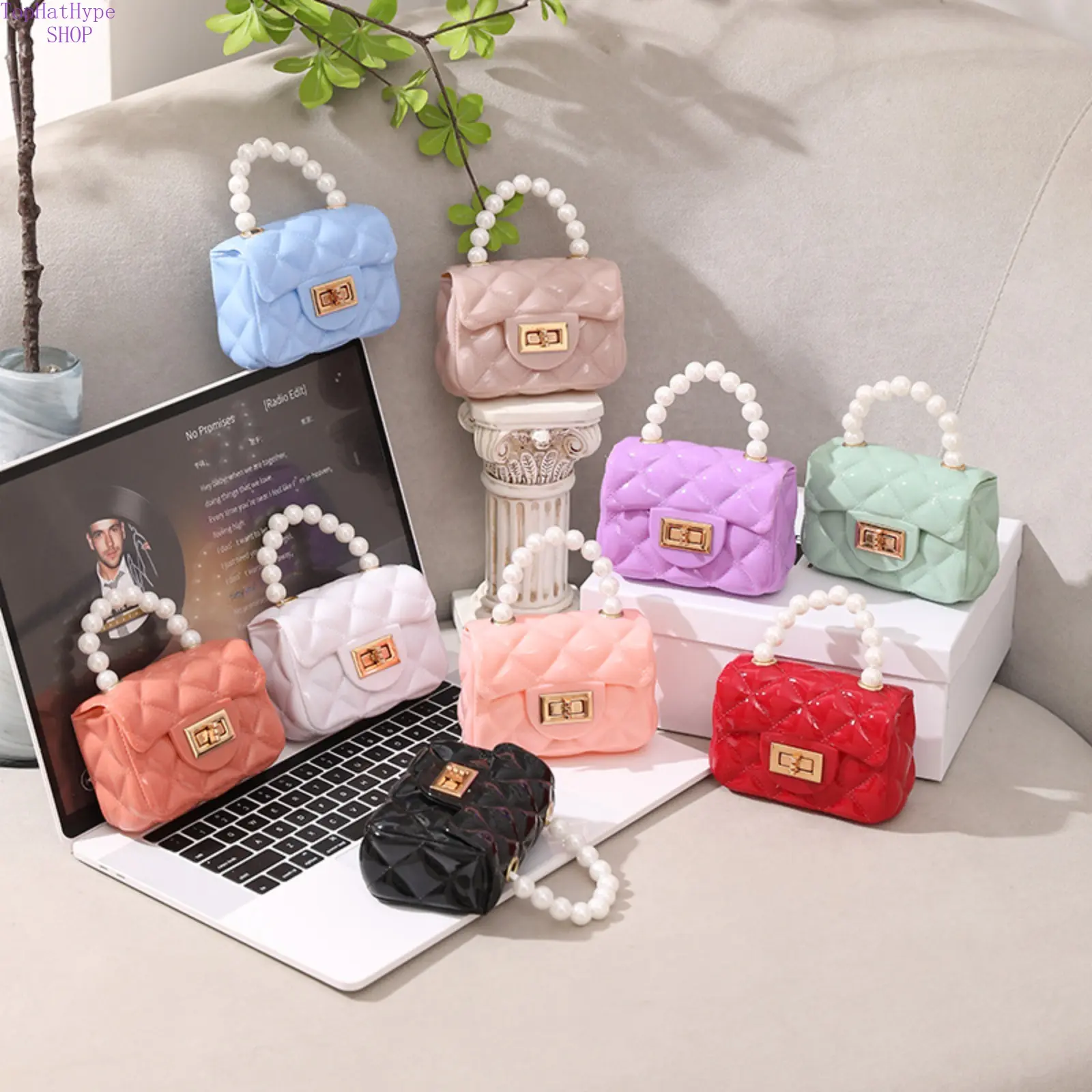 Mini Jelly Crossbody Bag with Pearl Handle, Women's Casual Trendy Waterproof Handbag, Micro Purse for Daily Outings, Casual Trendy Bag, Crossbody Handbag, Micro Purses, Crossbody Purses, Fashion Crossbody Handbag
