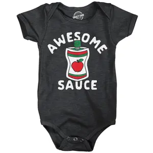 Awesome Sauce Baby Bodysuit Funny Sarcastic Apple Sauce Jumper For Infants Funny Baby Onesies Funny Food Onesie Novelty Onesie Black -