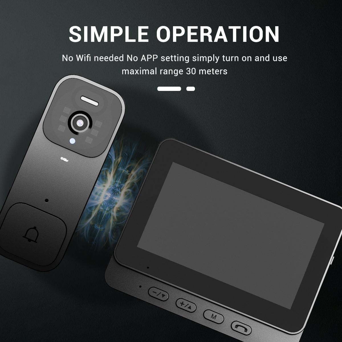 X7 Video Doorbell with Monitor, No WiFi, No App, No Subscription, Easy Setup