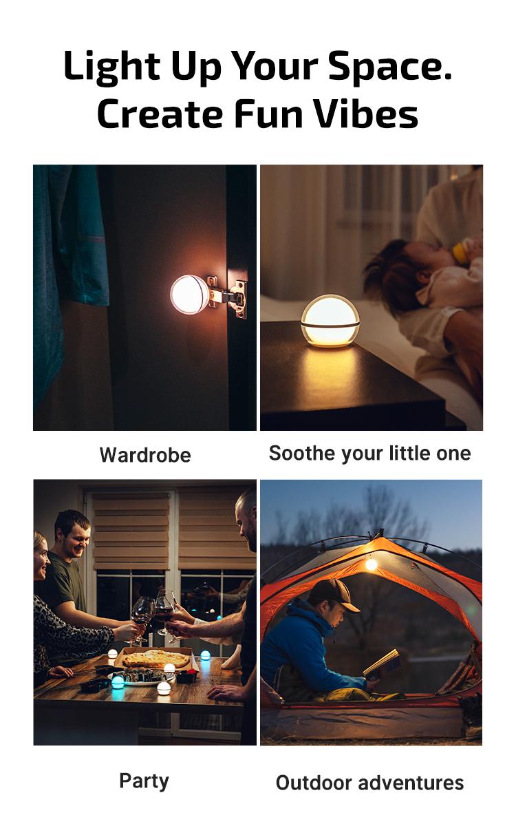 OLIGHT Sphere Smart Night Light, 75 lumens Stepless Dimming Table Lamp, Remotely APP Control, Rechargeable Ambient Light