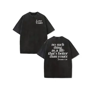Trendy 100% Cotton Vintage Washed T-Shirt - J. Cole 'Love Yourz' Lyric Print, Y2K Retro Streetwear Oversized Tee cowboy bebop tennessee unisex graphic tee Patterned