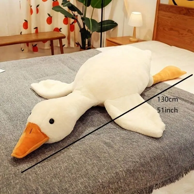 Cute Big White Goose Plush Pillow Toy - Large, Irresistibly Huggable, Cozy Sleep Companion for All Beds, Ideal for Kids & Adults