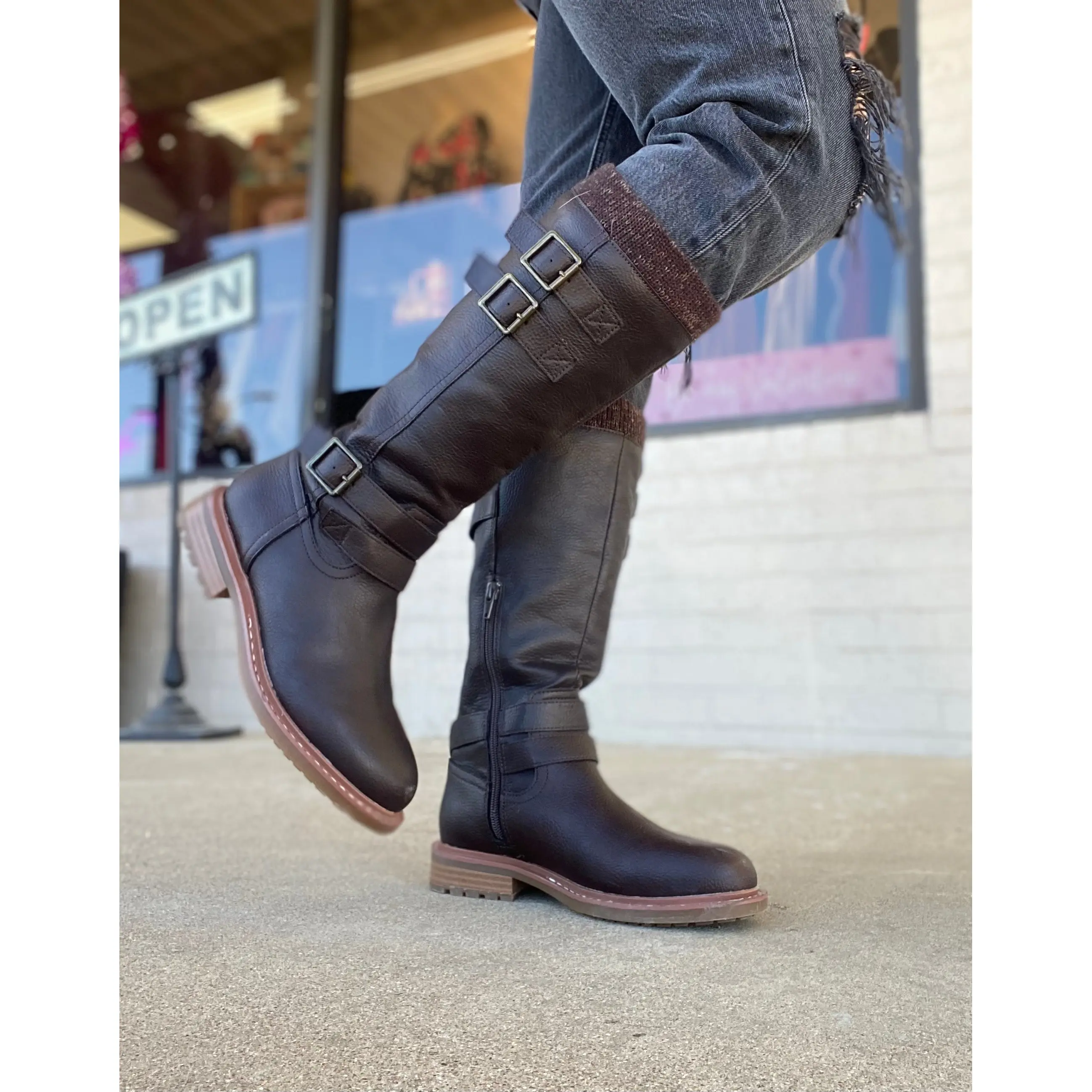 MIA Rexi Catswe Women's Elegant Casual Knee-High Genuine Chocolate Brown Leather Boots - Sleek, Comfortable Everyday Wear Shoe, Chic Footwear